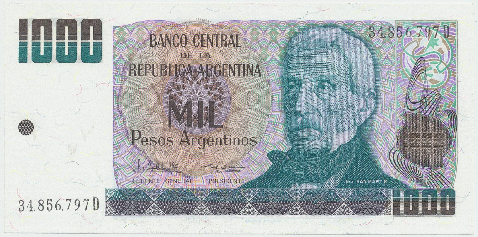 Argentina, 1000 Pesos Argentinos (1983~1985), P.317b