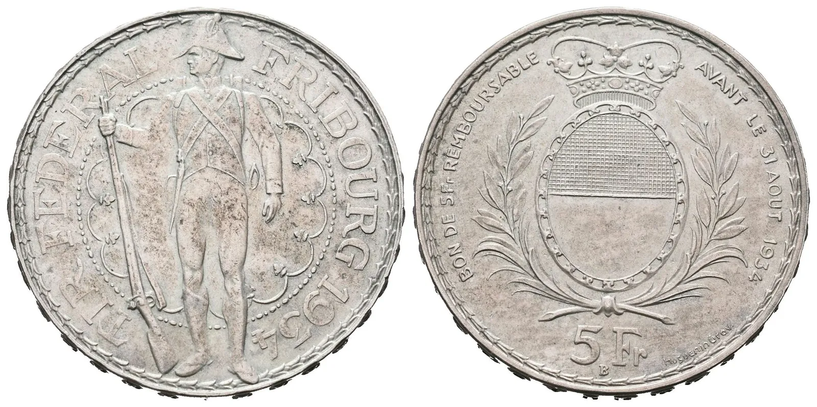 Švýcarsko, 5 Frank 1934 - Střelecký