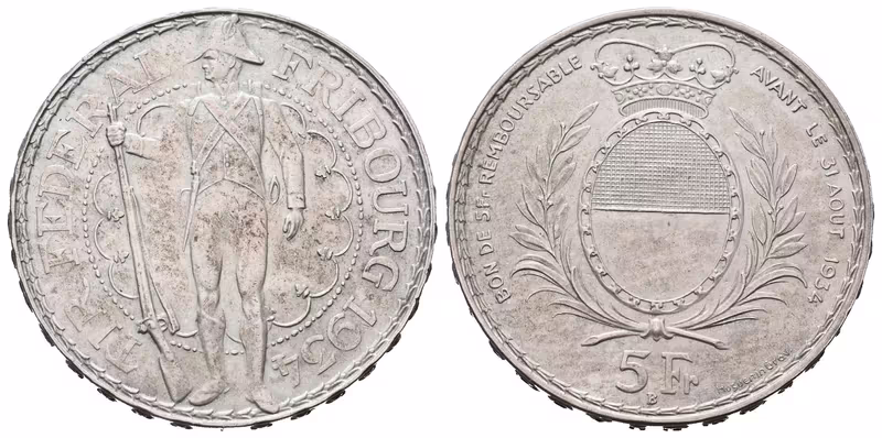 Švýcarsko, 5 Frank 1934 - Střelecký
