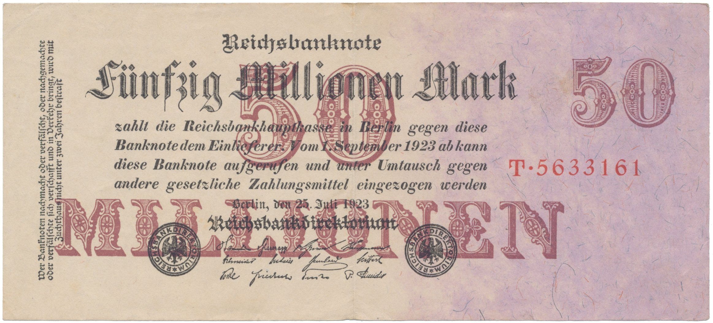 Německo, 50 Millionen Mark 1923, Ro.97a