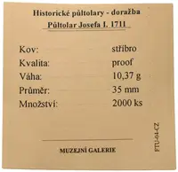Replika - Historický 1/2 tolar - Josef I. 1711 - fotografie 2