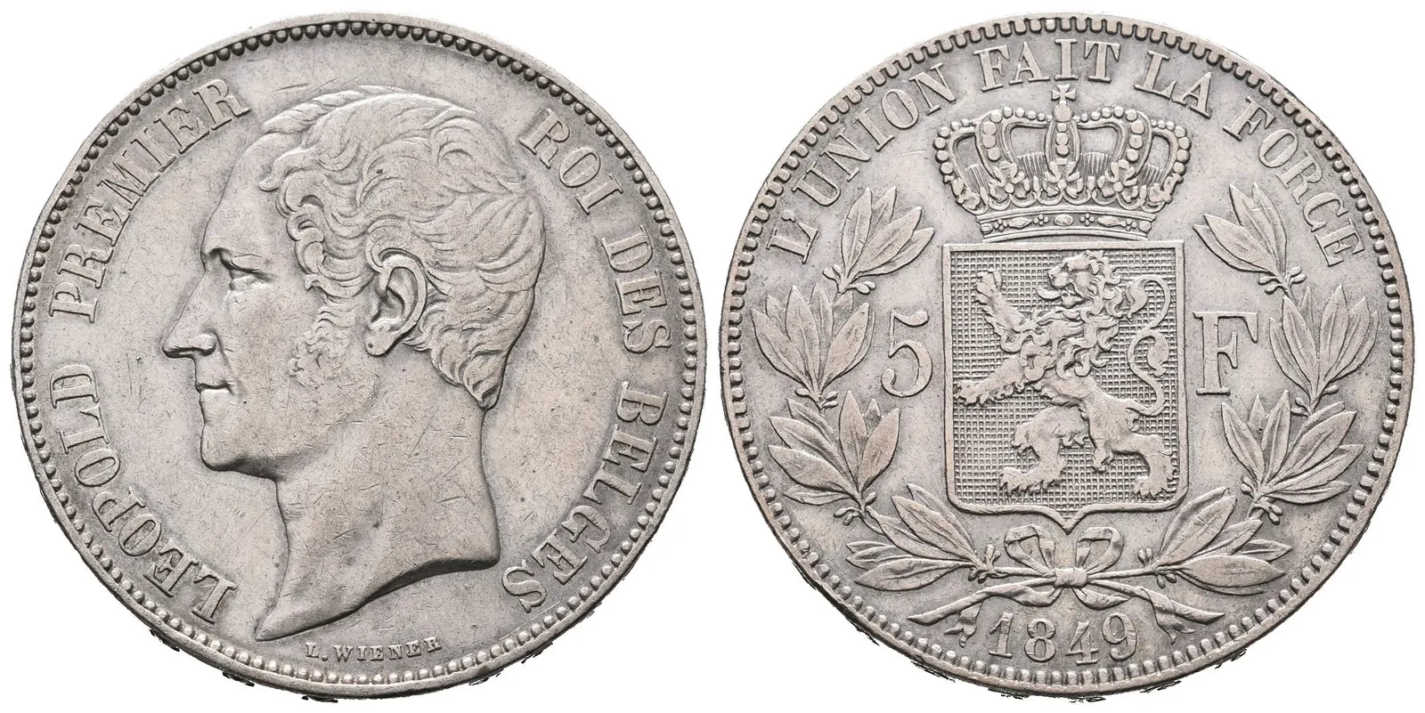 Belgie, 5 Frank 1849