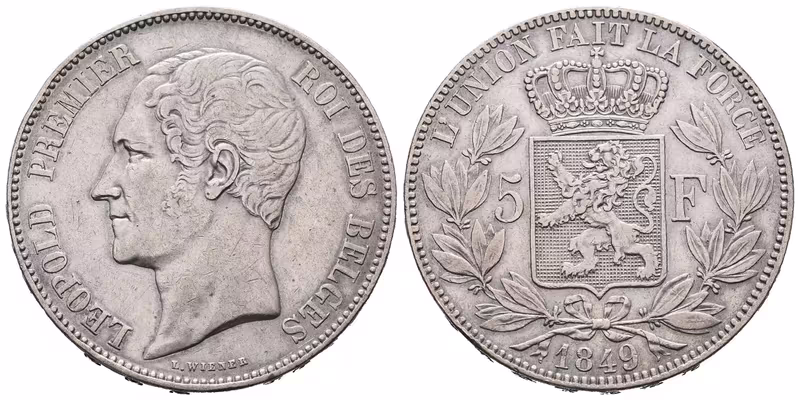 Belgie, 5 Frank 1849