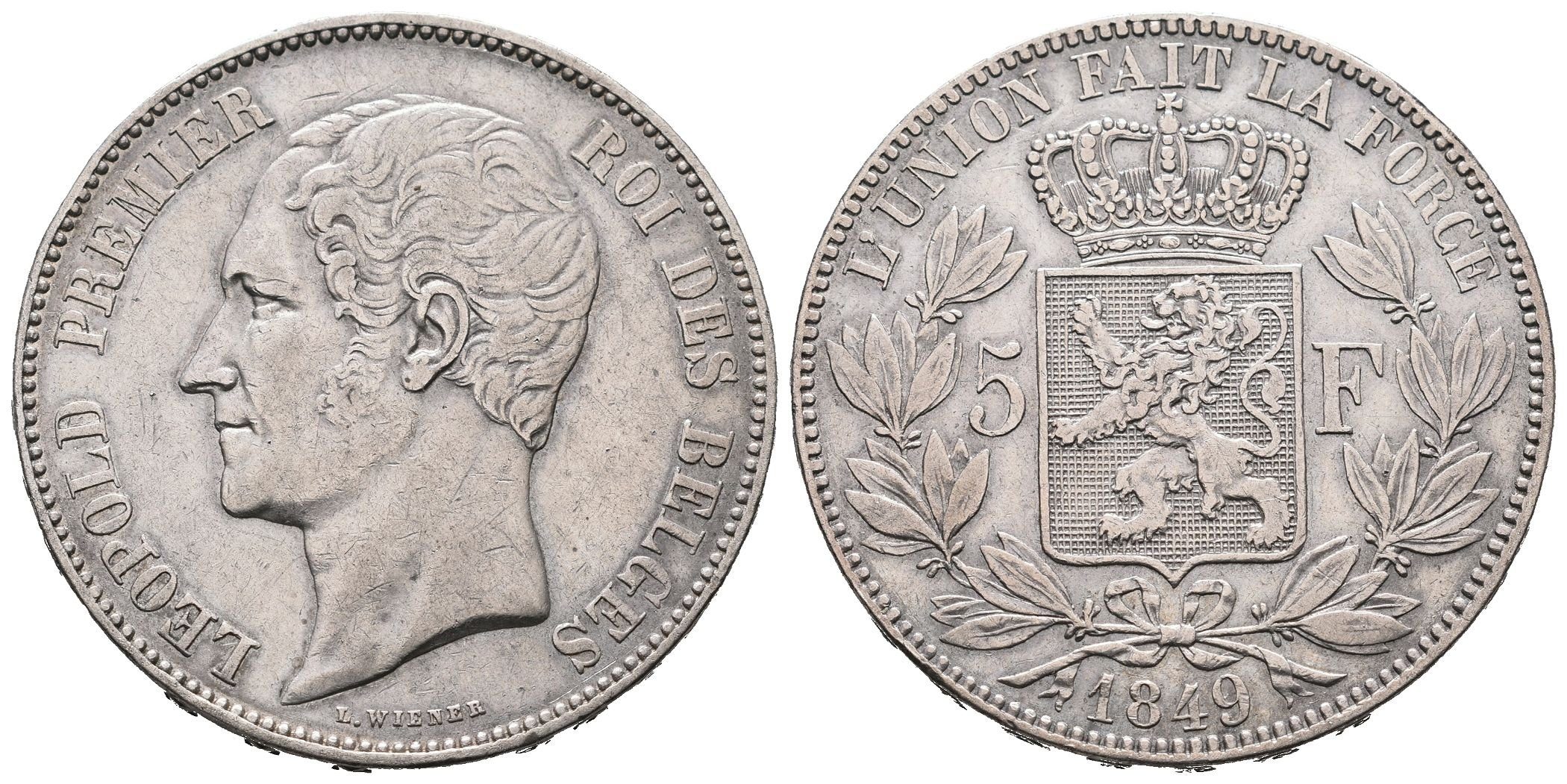 Belgie, 5 Frank 1849
