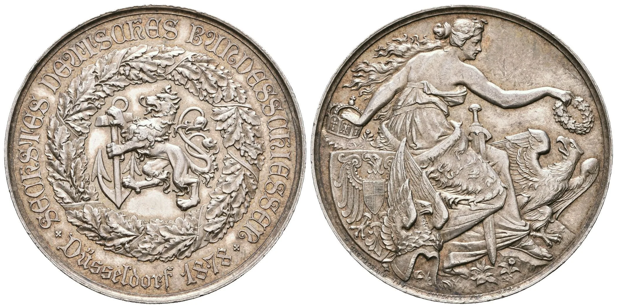 AR Medaile 1878 - VI. Německé spolkové střelby v Düsseldorfu. — 1