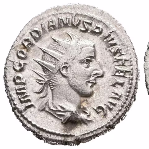 Antoninian, 243 - 244, Rv: FELICITAS TEMPORVM, stojící Felicitas zleva drží dlouhý