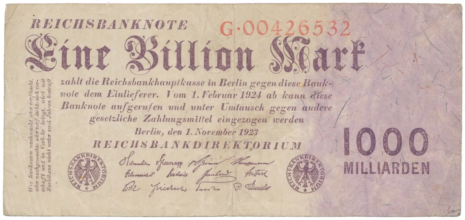 Německo, 1 Billion Mark 1923, Ro.126a