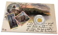 Zlatá mince Praha - dobová pohlednice - fotografie 3