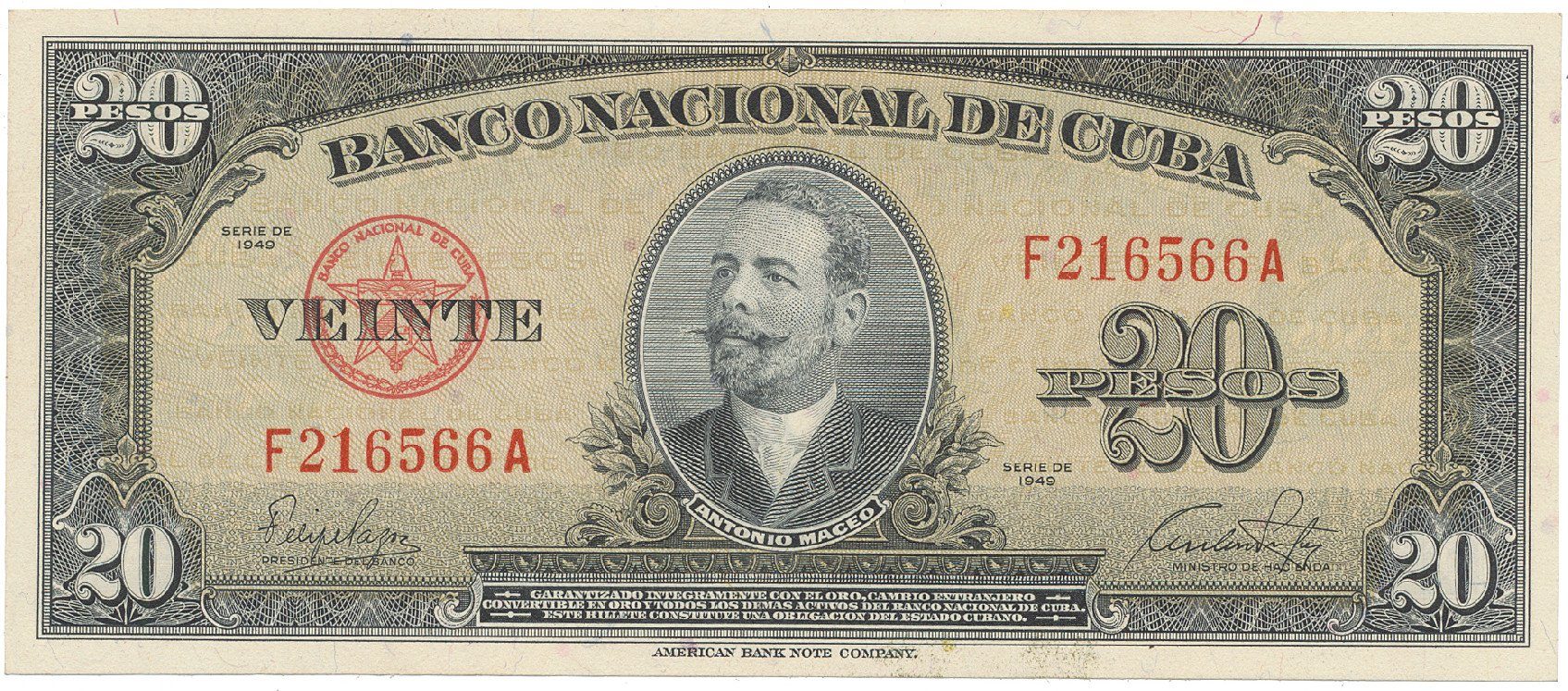 Kuba, 20 Pesos 1949, P.80a