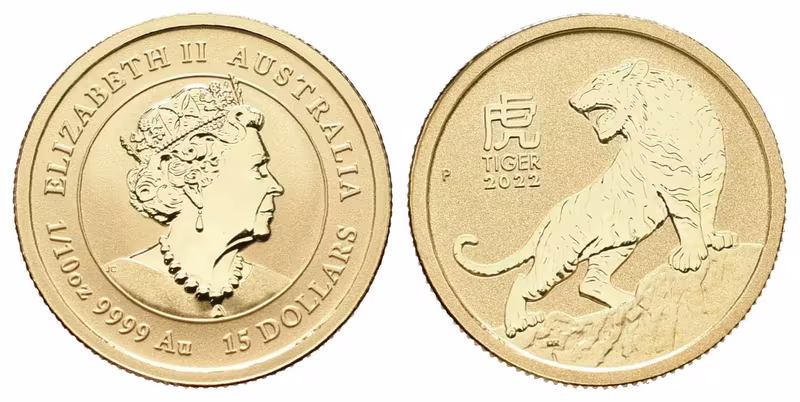 Austrálie, 15 Dollars 2020 - Tiger