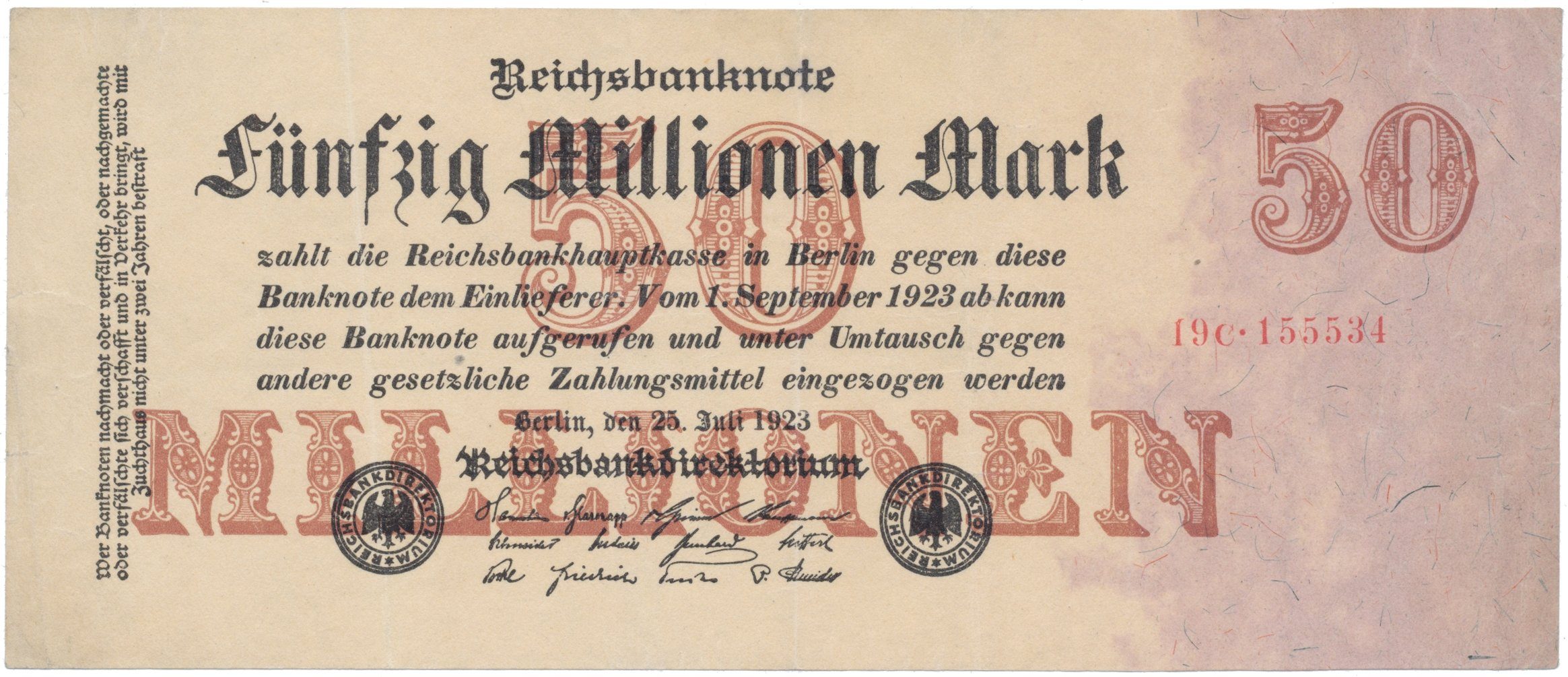 Německo, 50 Millionen Mark 1923, Ro.97b
