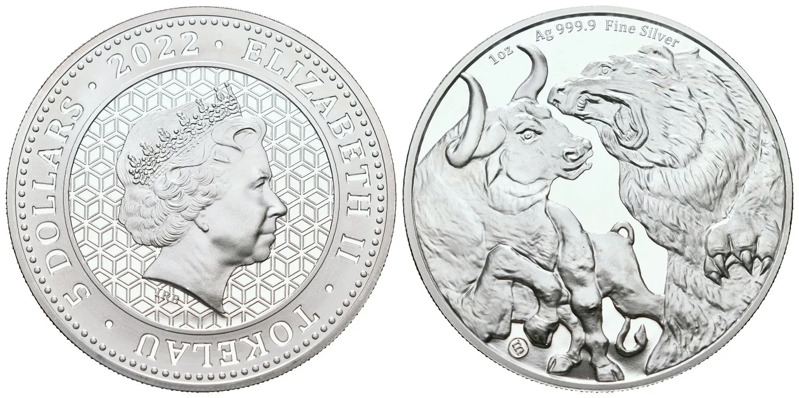 Tokelau, 5 Dollars 2022 - 1 Oz (Bull and Bear)