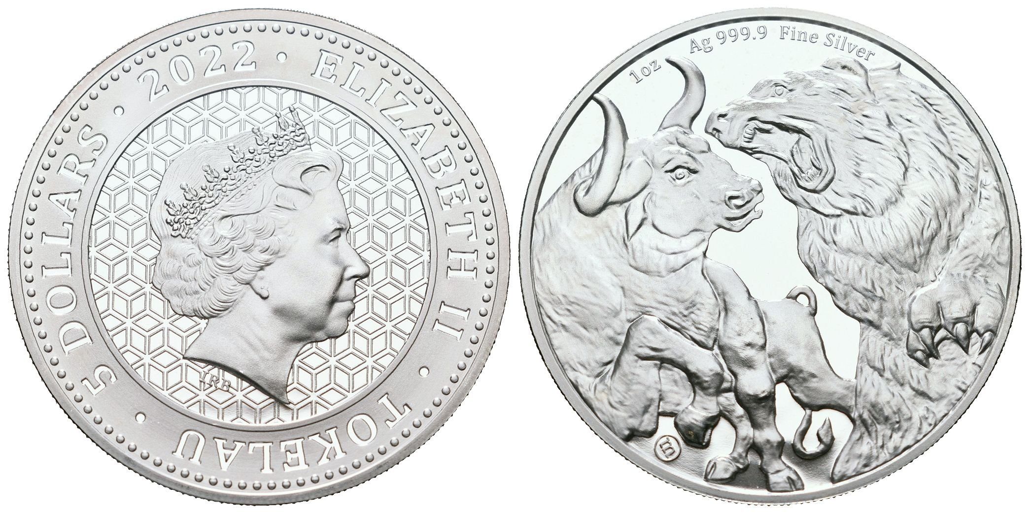 Tokelau, 5 Dollars 2022 - 1 Oz (Bull and Bear)