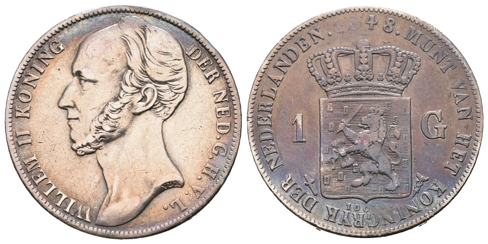 Nizozemí, 1 Gulden 1848 - Vilém II.