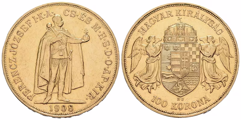 100 Koruna 1908 KB - původní ražba