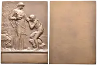 AE Plaketa b.l. - Dvě dívky. Pat. bronz 57 x 42 mm, původní etue — 1