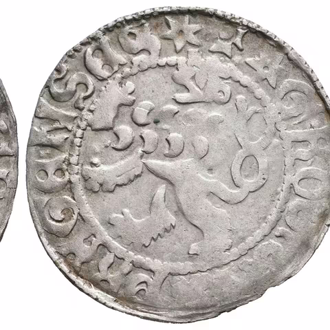 Pražský groš, Há.XII.e/1(?), patina, ned., pěkný lev (2,24 g)