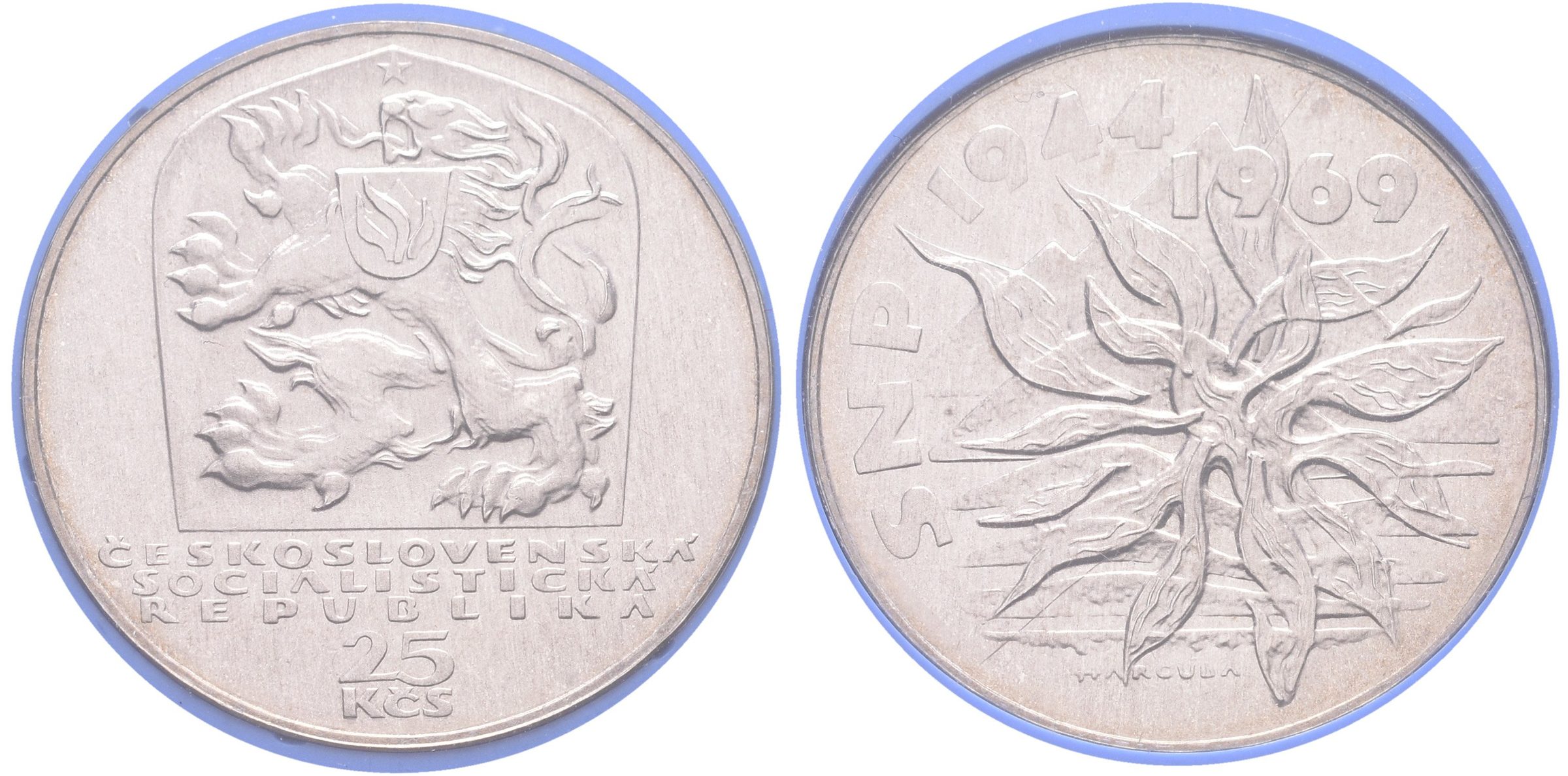 25 Kčs 1969 - 25. výročí SNP, PROOF, původní krychlová etue