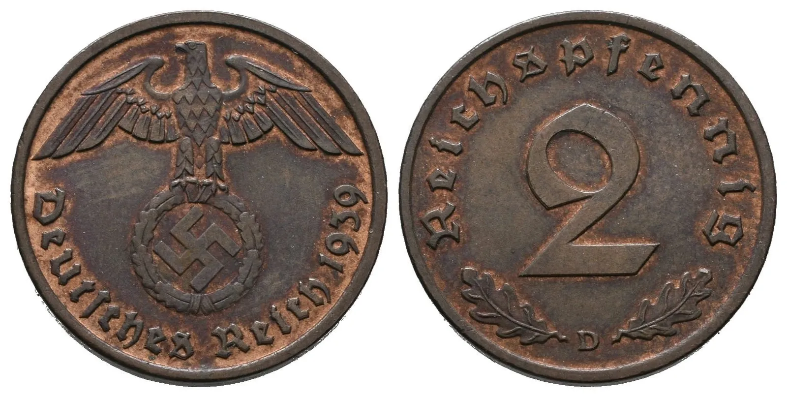 III. říše, 2 Pfennig 1939 D