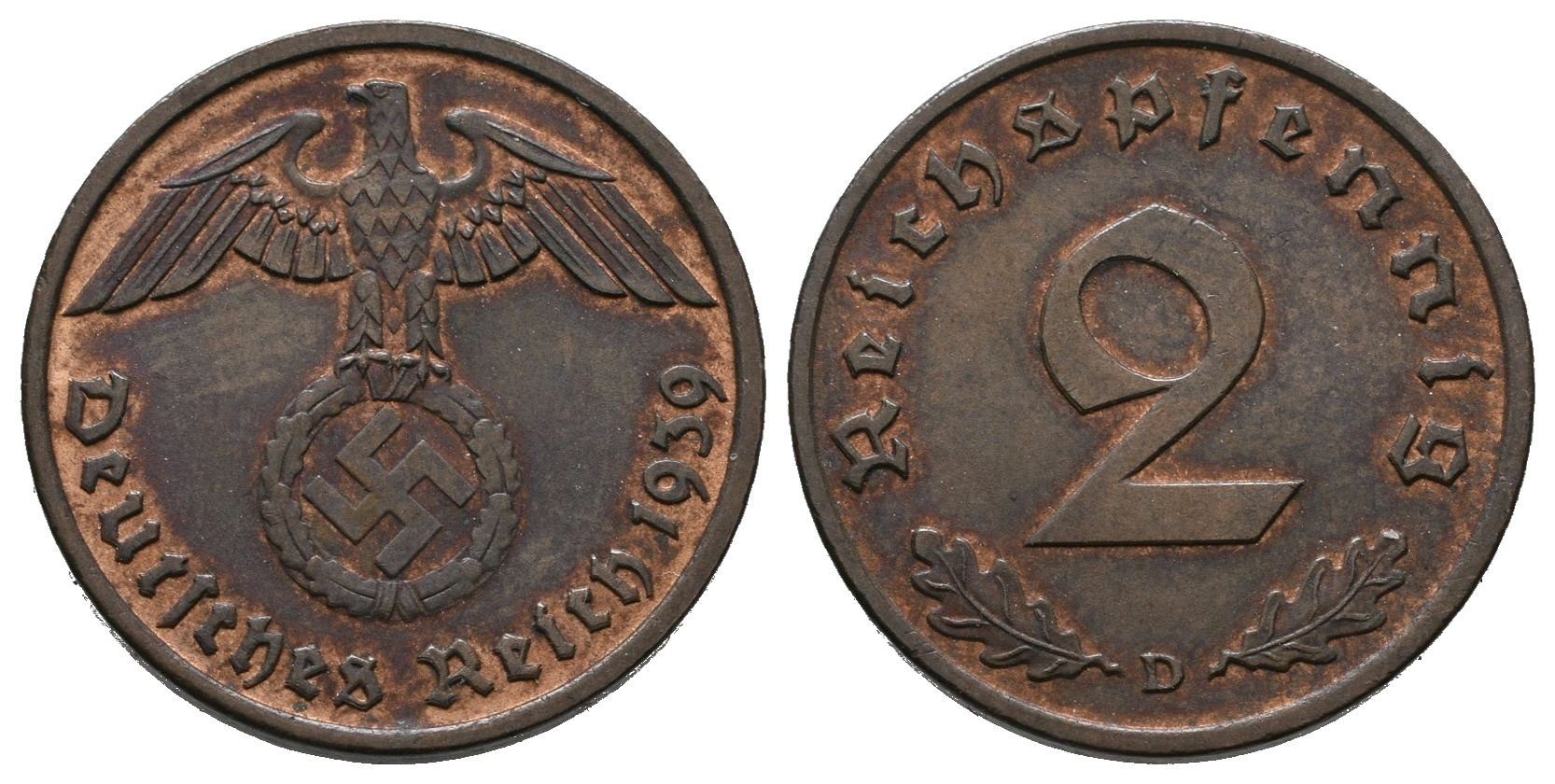 III. říše, 2 Pfennig 1939 D