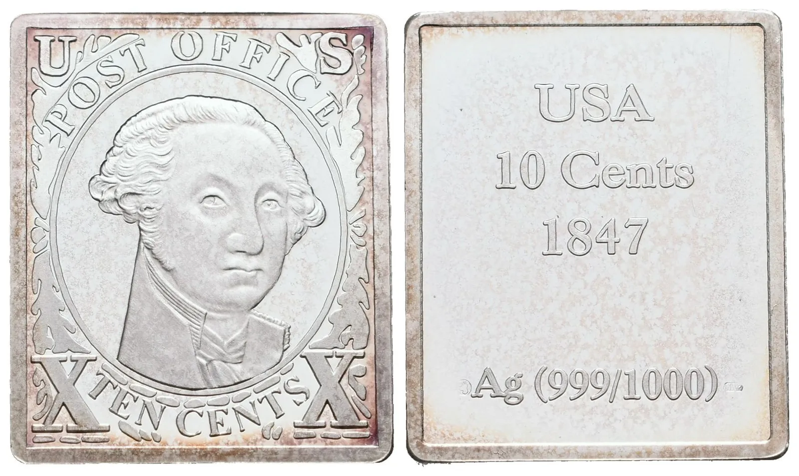 Stříbrná známka - Washington 1847 - 10 centů - Ag 8 g - 999/1000