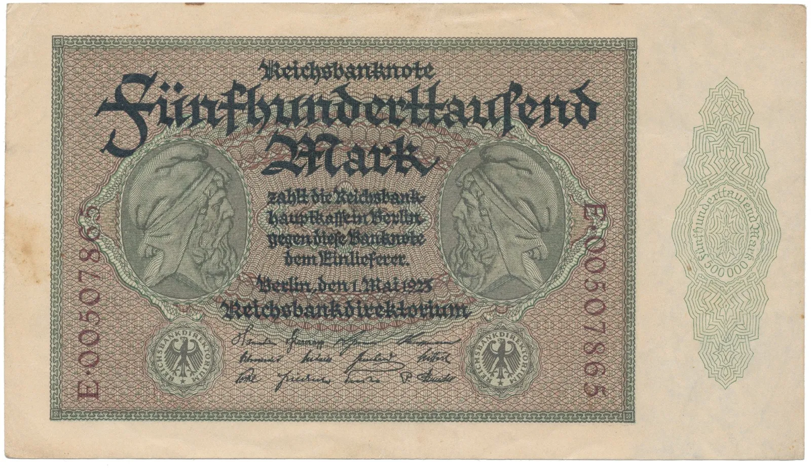 Německo, 500000 Mark 1923, Ro.87b