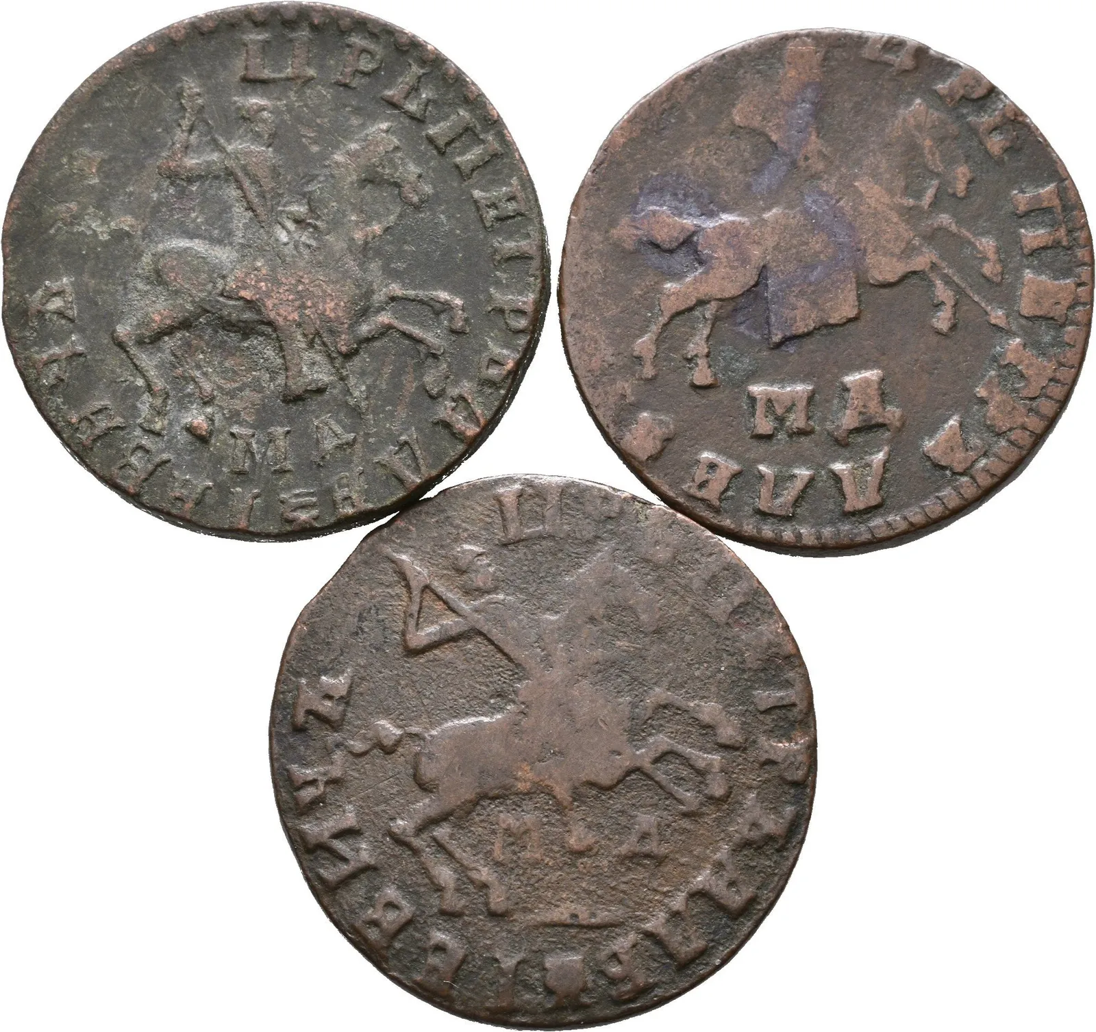 Kopějka 1710 MD, 1712 MD, 1713 MD (cyrilicí), Moskva_3 ks — 1
