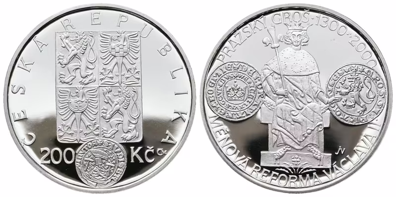 200 Kč 2000 - Měnová reforma Václava II., PROOF