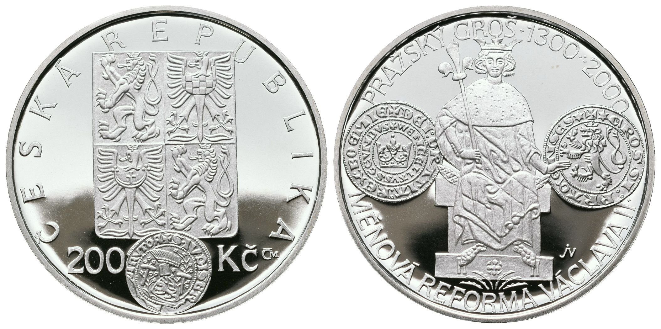 200 Kč 2000 - Měnová reforma Václava II., PROOF