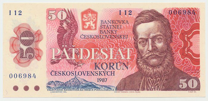 Československo, 50 Koruna 1987, série I, Hej.108bI