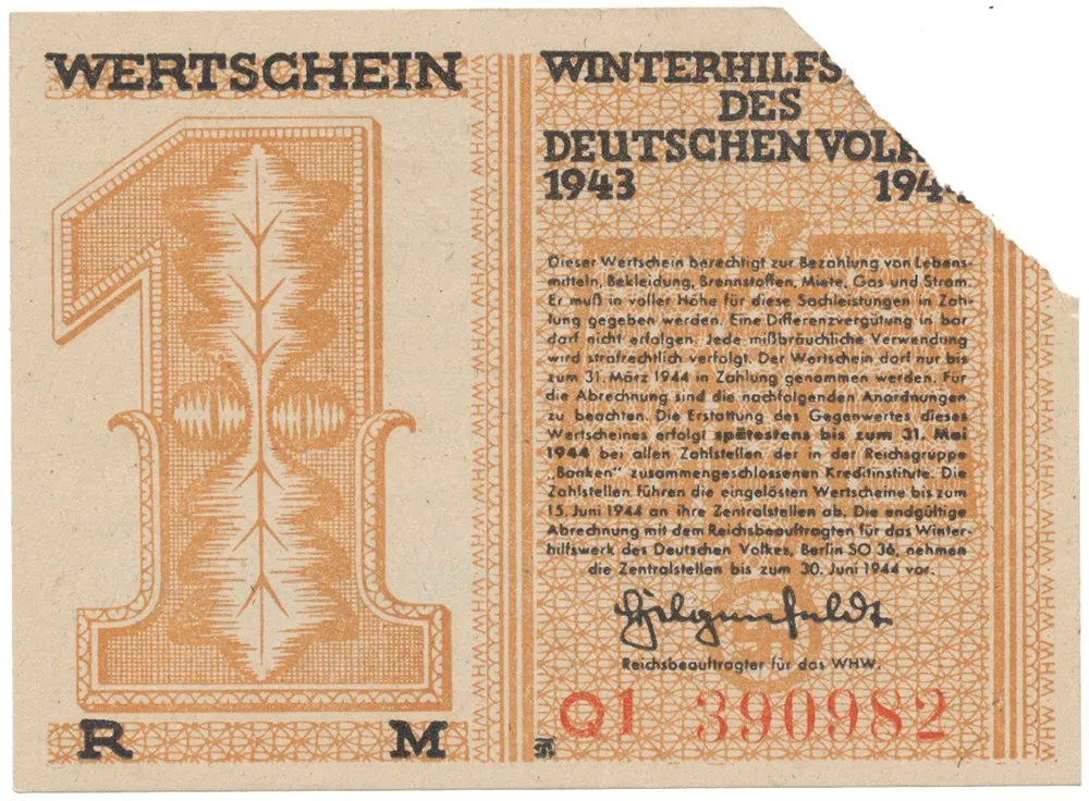 Německo - Winterhilfe, 1 Reichsmark 1943/1944