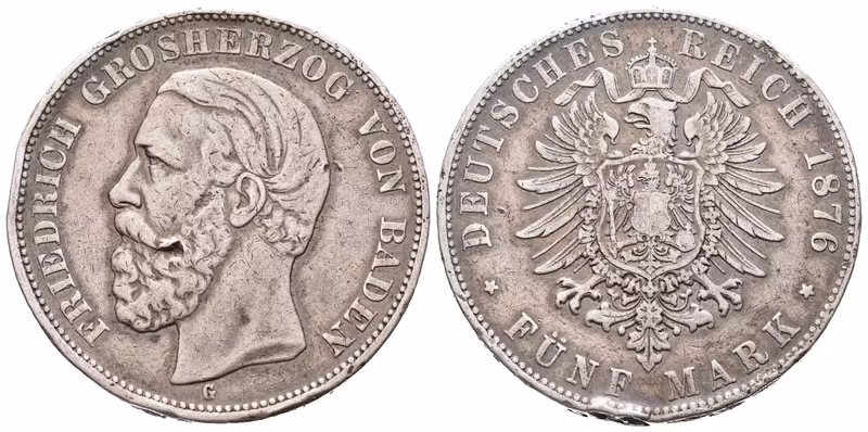 Baden, 5 Marka 1876 G