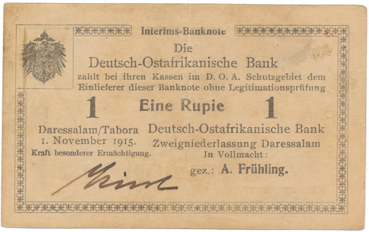 Německá Východní Afrika, 1 Rupie 1. 11. 1915, série F, R.918c