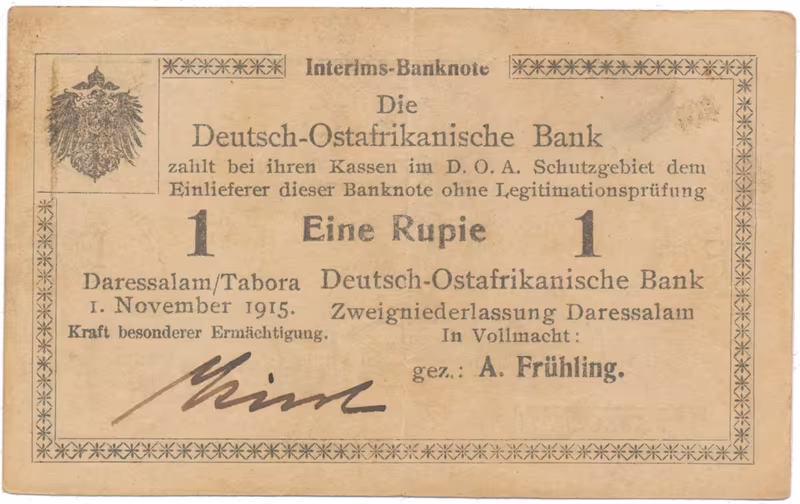 Německá Východní Afrika, 1 Rupie 1. 11. 1915, série F, R.918c