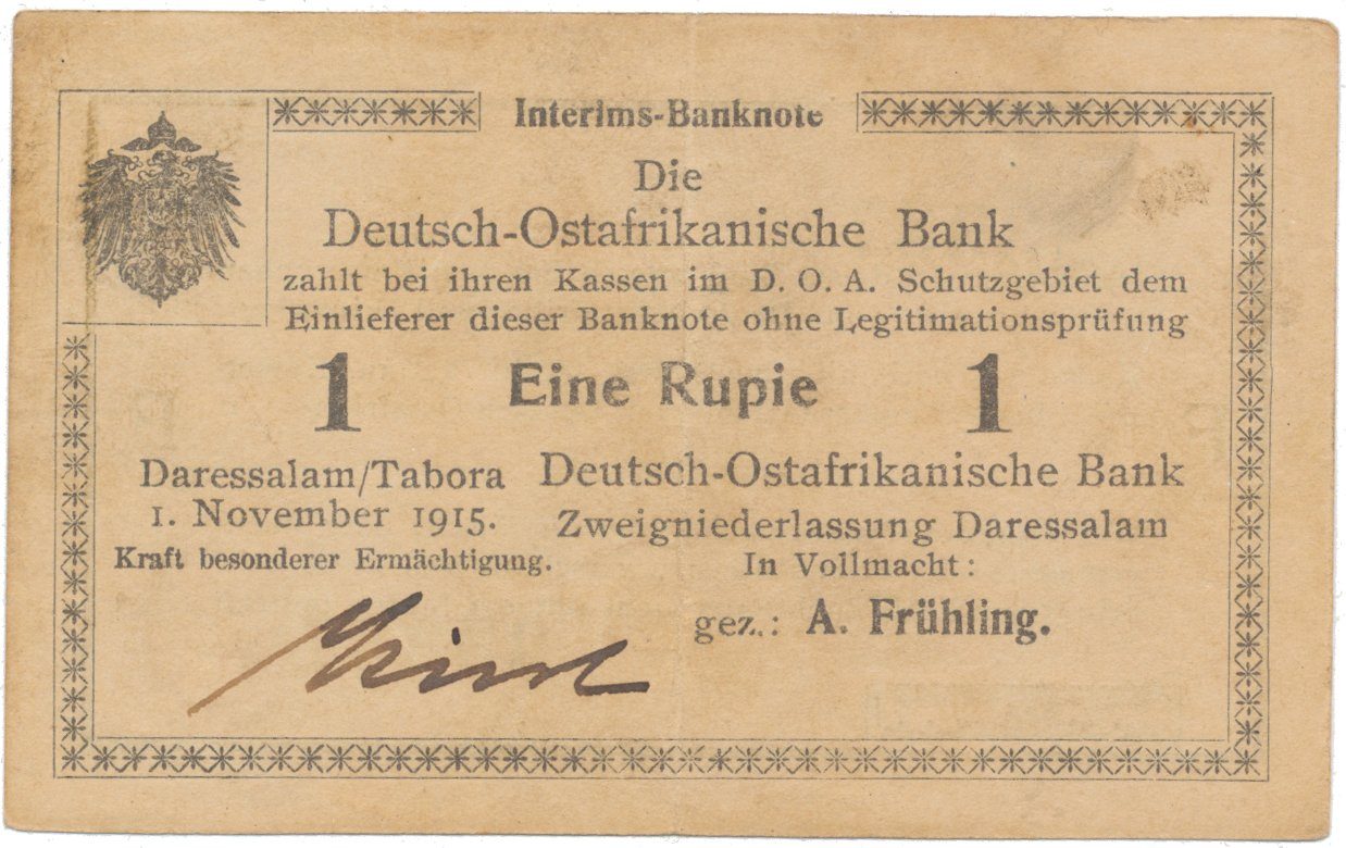 Německá Východní Afrika, 1 Rupie 1. 11. 1915, série F, R.918c