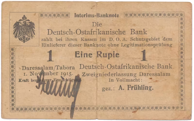 Německá Východní Afrika, 1 Rupie 1. 11. 1915, série F, R.918c