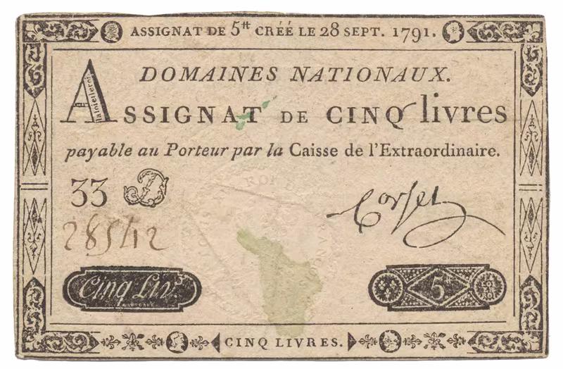 Francie, 5 Livres 28. 9. 1791, P.A49