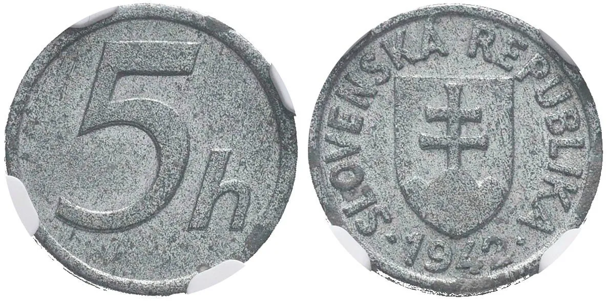 5 Haléř 1942, vzácný, NGC MS 63