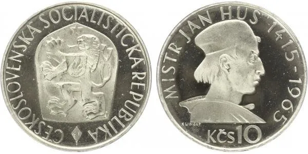 10 Kčs 1965 - Mistr Jan Hus, PROOF