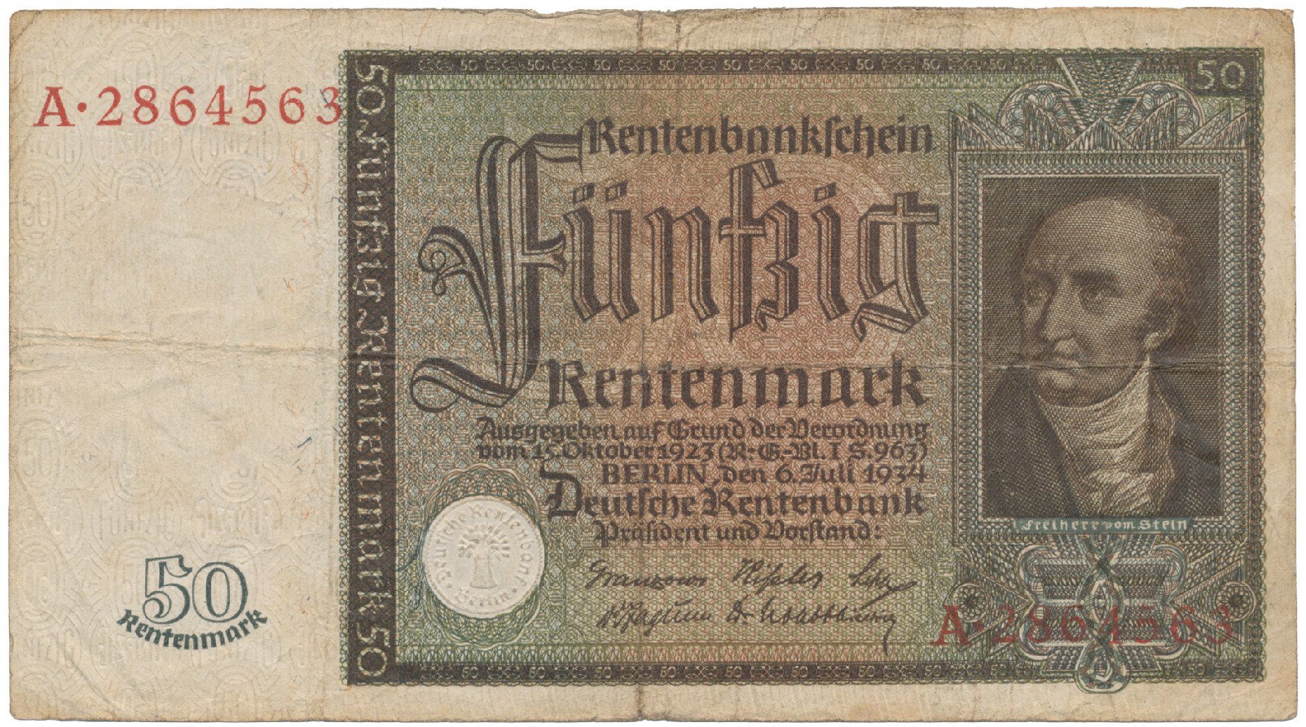 Německo, 50 Rentenmark 1934, Hej.D16a