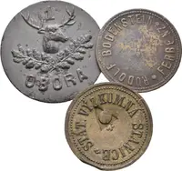 Deštnice - Státní výzkumný ústav, známka na věrtel chmele. Ms 20,5 mm + — 1