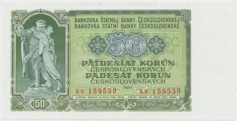 Československo, 50 Koruna 1953, tisk Praha, série KB, Hej.94b