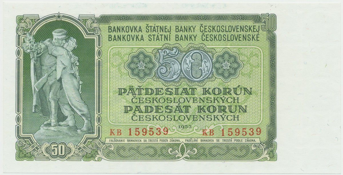 Československo, 50 Koruna 1953, tisk Praha, série KB, Hej.94b