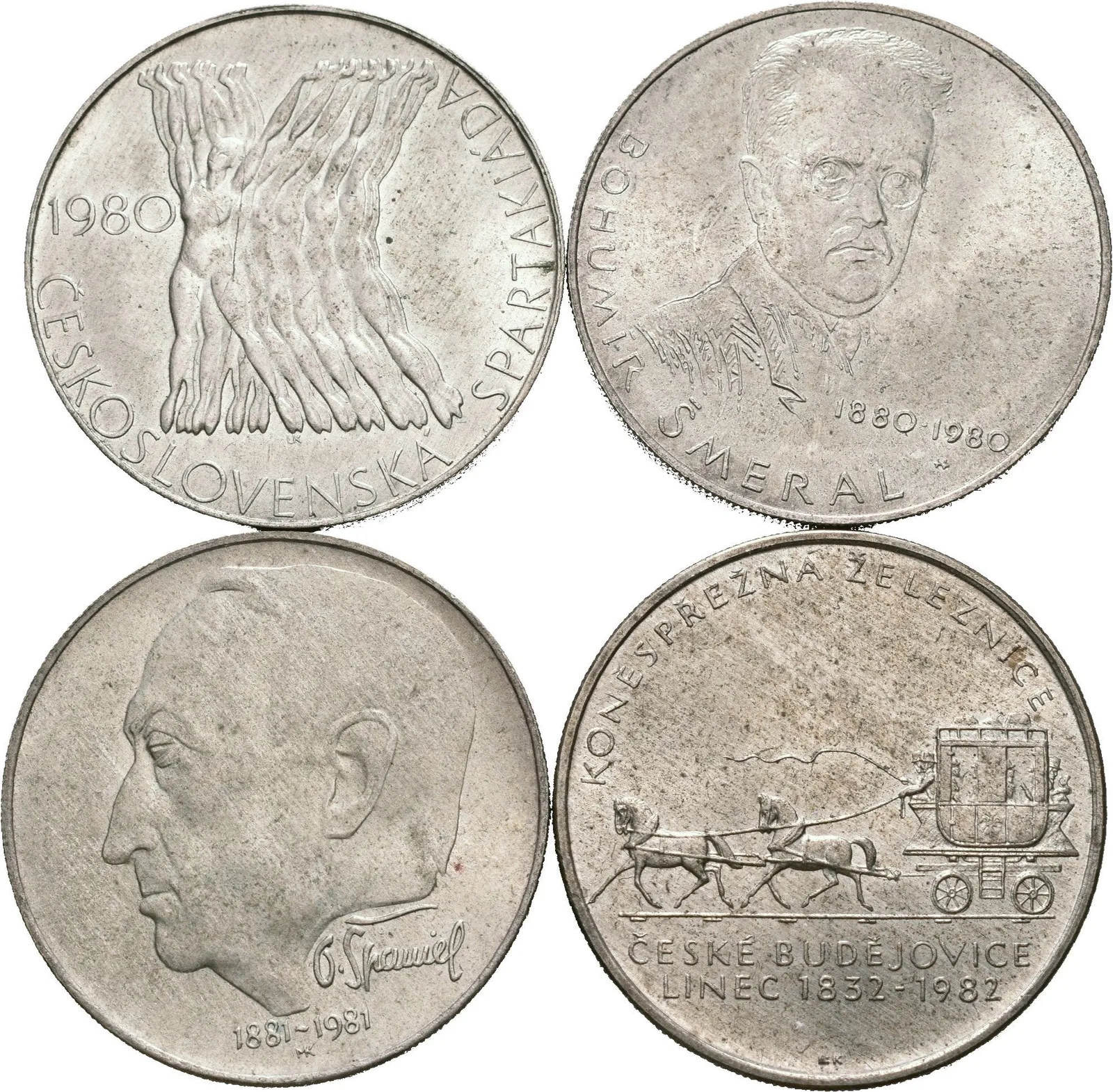 Soubor mincí 100 Kčs 1980 - Bohumír Šmeral, Spartakiáda, 1981 - O. Španiel, — 1