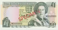 Jersey, 1 Pound (2000), bankovní vzor, přetisk SPECIMEN, P.26as