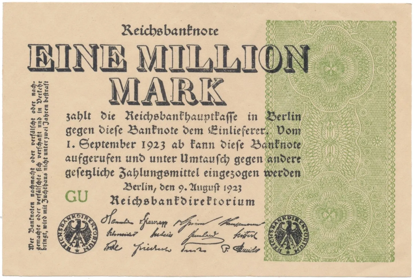 Německo, 1 Million Mark 1923, Ro.101c