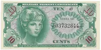USA, vojenské vydání MPC, 10 Cents (1965), P.M58