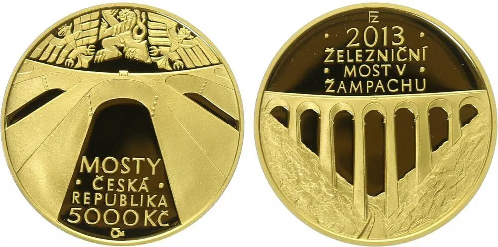 5000 Kč 2013 - Železniční most v Žampachu, PROOF