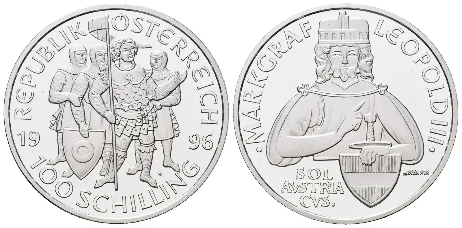 Rakousko, 100 Schilling 1996 - Markgraf Leopold III.