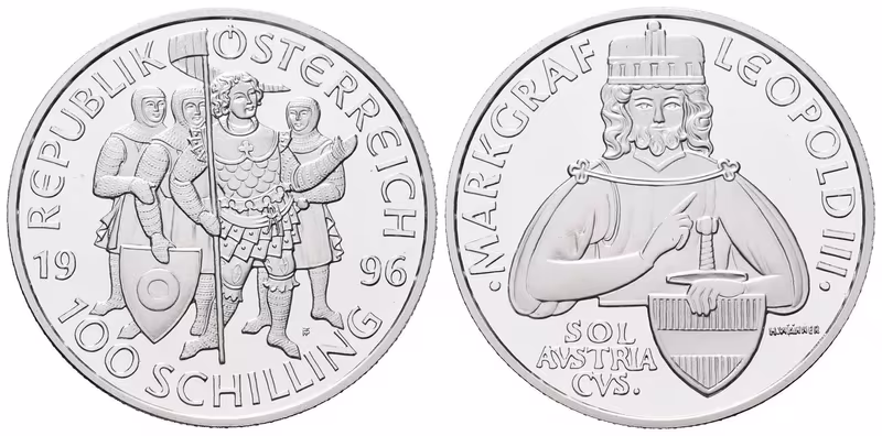 Rakousko, 100 Schilling 1996 - Markgraf Leopold III.
